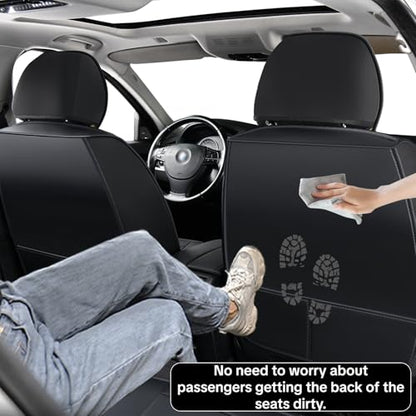Car Seat Cover Full Set Sets, Universal Car Seat Covers for Cars, Premium Waterproof Leather, Protect & Upgrade Car Interior, Compatible with Airbags, Easy to Install & Clean Up - color: C_Black and Red Edge