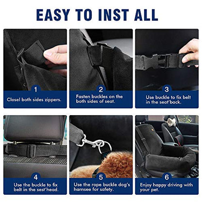 Dog Car Seat Pet Booster Seat Pet Travel Safety Car Seat,The Dog seat Made of Materials is Safe and Comfortable, and can be Disassembled for Easy Cleaning (Gray) - color: Gray