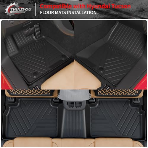 Floor Mats Compatible with 2022-2025 2026 Hyundai Tucson Trunk Mat Cargo Liner Cargo Mat TPE All Weather Back Seat Cover Protector 2024 Tucson Accessories(Floor Mats+Backrest Mats+Trunk Mat) - style: For Hyundai Tucson | 2022-2026