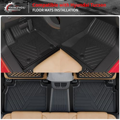 Floor Mats Compatible with 2022-2025 2026 Hyundai Tucson Trunk Mat Cargo Liner Cargo Mat TPE All Weather Back Seat Cover Protector 2024 Tucson Accessories(Floor Mats+Backrest Mats+Trunk Mat) - style: For Hyundai Tucson | 2022-2026