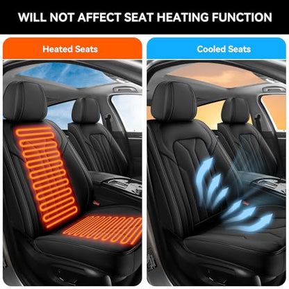 Car Seat Covers Full Set,5 Seat Leather Seat Covers for Cars,Black Front Seats and Back Seat Cover,Waterproof Car Seat Cushion Protectors,Universal Fit for Most Cars SUV Trucks - color: Black