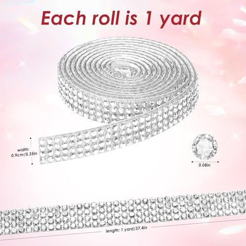 Rhinestone Ribbon Self Adhesive Crystal Rhinestones, 6-Rolls Bedazzling Strips, 6-Yard Rhinestone Strips for DIY Craft, Rhinestones Tape Self Adhesive - color: 6 Colors