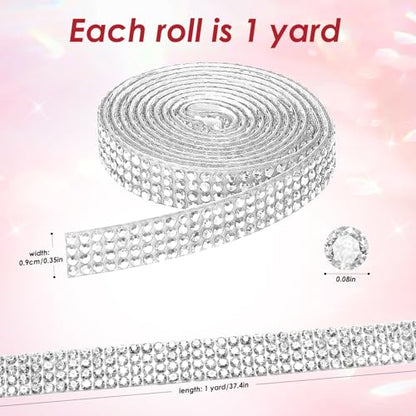 Rhinestone Ribbon Self Adhesive Crystal Rhinestones, 6-Rolls Bedazzling Strips, 6-Yard Rhinestone Strips for DIY Craft, Rhinestones Tape Self Adhesive - color: 6 Colors