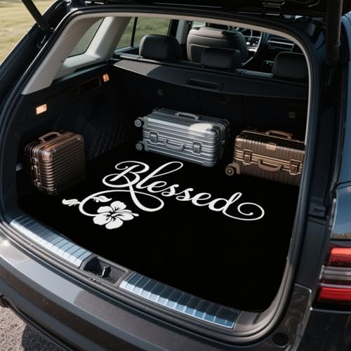 Universal Car Trunk Mat 29" x 39", Alphabet Flowers All Weather Trunk Protection Cargo Liner, Durable Cargo Mat Rear Trunk Liner,Stylish Vehicle Interior Accessories Suitable for Most Car Models - color: Alphabet Flowers