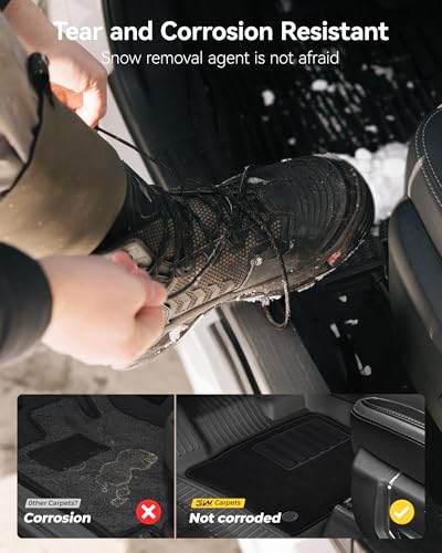 3W Floor Mats & Front Carpet Fit for 2013-2018 Dodge Ram 1500/2500/3500 Crew Cab, 2019-2024 Dodge Ram 1500 Classic Crew Cab All Weather TPE Custom Fit Floor Liner for 1500 Full Set Car Mats - size: 13-18 Ram Floor Mats & Carpet