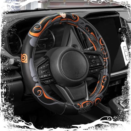 Naruto Shippuden Car Steering Wheel Cover, 15 Inch Anime Steering Wheel Cover, Cushioned Soft Comfortable Cover Anime Car Accessories for Men Women, Nine Tails - color: Naruto Nail Tail
