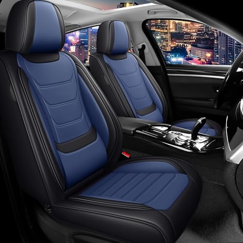 Car Seat Cover Full Set for Mercedes Benz GLA 250 Seat Covers 2017-2025, Nappa Leather Waterproof Seat Covers For Cars, Airbag Safe, Universal Automotive Seat Covers(Standard Front Row/Black Blue) - color: Black&Blue, size: Front Row Standard