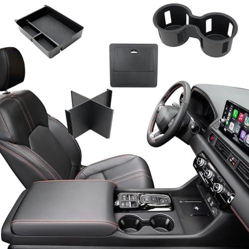 4PCS Center Console Organizer Tray for 2023-2026 Honda Pilot 2024-2026 Honda Ridgeline&Passport Accessories, Armrest Storage Box and Divider, Hidden Storage Box and Cup Holder - style: fit for Honda Pilot 2023-2026 Ridgeline & Passport 2024-2026