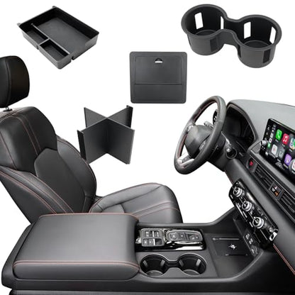 4PCS Center Console Organizer Tray for 2023-2026 Honda Pilot 2024-2026 Honda Ridgeline&Passport Accessories, Armrest Storage Box and Divider, Hidden Storage Box and Cup Holder - style: fit for Honda Pilot 2023-2026 Ridgeline & Passport 2024-2026