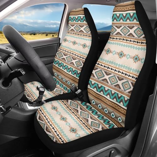 Dreaweet Aztec Car Seat Covers Southwest Native Indian Ameircan Navajo Print Front Seat Covers Set of 2 Car Seat Protector Front Seats Only Universal Seat Covers for SUV Trucks Cars - color: Aztec Southwest