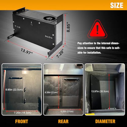 Center Console Safe Gun Safe Box with Springs Hinge Compatible with 2021-2024 Ford F150, 2022-2023 F150 Lightning