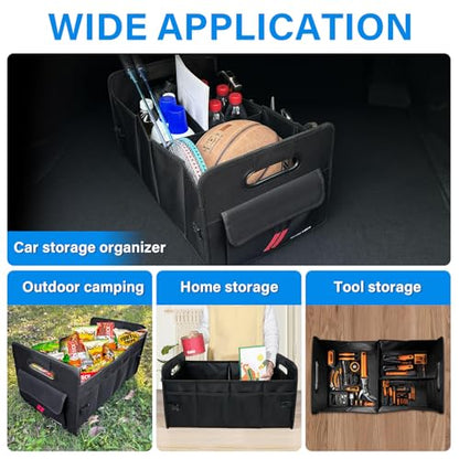 Car Trunk Organizer for Dodge Charger Durango Challenger Collapsible 2 Compartment Automotive Storage Box with Handle Non Slip Bottom Sturdy Side Walls for Dodge Accessories (Red)