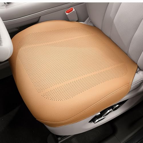 Breathable Car Seat Covers, Compatible with Heated & Ventilated Seats, Non-Slip Leather Seat Cushion Protectors, Universal Fit for Cars Trucks SUVs, All-Season Comfort (Camel Tan)