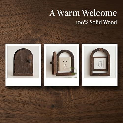 Wood Door Outlet Cover Light Switch Cover Plate Frame, Dustproof, Receptacle Plate Protector, Dark Brown