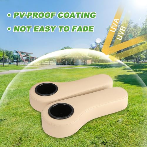 10L0L Golf Cart Rear Seat Kit Arm Rest Set with Cup Holder for Yamaha EZGO Club Car Golf Cart UV-Proof Coating Long Lasting, No Drilling Kits Include - color: Beige