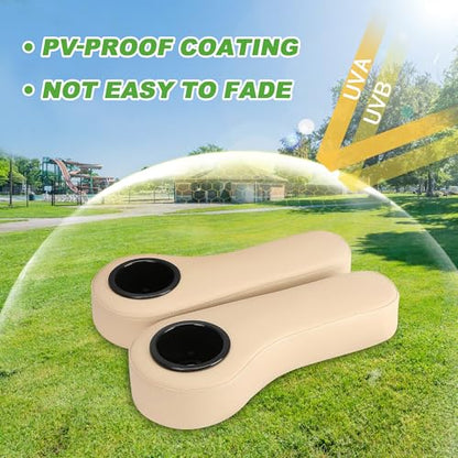 10L0L Golf Cart Rear Seat Kit Arm Rest Set with Cup Holder for Yamaha EZGO Club Car Golf Cart UV-Proof Coating Long Lasting, No Drilling Kits Include - color: Beige