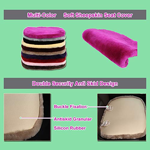 OGLAND Natural Fur Sheepskin Universal car seat Covers for seat Cushion Auto Accessories, 1 Front Seat(3 Pack Front, Graphite) - color: Graphite