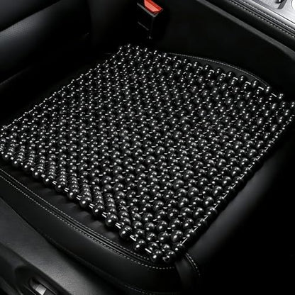 HJJKKH Natural Wood Beaded Seat Mat, Summer Office Chair Seat Cushion 17" x 17", Cooling Breathable Car Seat Cover Cushion for Vehicle Supplies Home Sofa Pads - color: Black