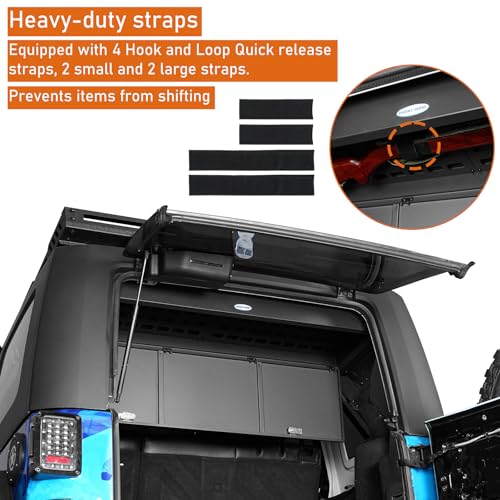 Hooke Road JKU Rear Trunk Upper Locking Storage Box Security Organizer for 2007-2018 Jeep Wrangler JK Unlimited 4-Door Hardtop, Interior Rooftop Cargo Carrier