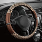 Road Comforts Leopard Steering Wheel Cover for Women, Cute Anti-Slip Microfiber Leather, Universal Fit 14.5-15 Inch Round Steering Wheel - Brown