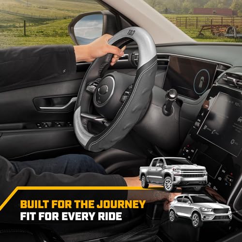 Cat® HexSport Gray Carbon Fiber Steering Wheel Cover, Standard 15 inch Size, Durable and Comfortable with Advanced Grip, Car Steering Wheel Cover for Auto Truck Van SUV - color: Gray HexSport, size: Standard (14.5-15")