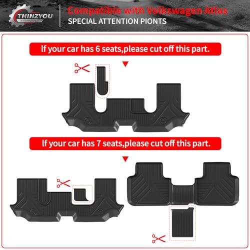 Floor Mats Compatible with 2018-2025 2026 Volkswagen Atlas (NOT for Cross Sport) Cargo Mat Cargo Liner Back Seat Cover 2024 VW Atlas Accessories (Trunk Mat with Backrest Mat+Floor Mats) - style: For Volkswagen Atlas | 2018-2026