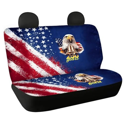 AFPANQZ 250 Years Eagle Print Car Seat Covers Back Seat 2 Pcs Car Accessories, Seat Protector for Back Seat Non-Slip Soft Pet Seat Cushion - color: 250 Years Eagle Print