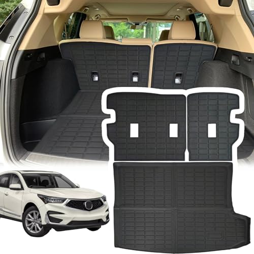 Cargo Liners Backrest Mat for Acura RDX Accessories 2019-2025 2026 with Hook&Loop Rear Trunk Mat Rear Seat Back Cover Protector All Weather Anti-Slip Split Dog Liner - color: Acura RDX 2019-2025 2026, size: Backrest Mat + Trunk Mat