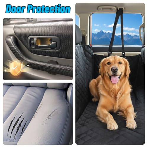 Pet Cover for Car Backseat, 600D Oxford Car Dog Seat Cover with Non-Slip Mesh, Waterproof Pet Protector for Sedan SUV Trucks (Black, 53.9 x 57.9 in)