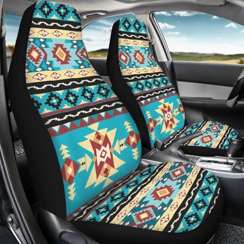 Aztec Car Seat Covers Set of 2 Breathable Universal Vehicle Front Seats Interior Protector Easy to Install Interior Protection Suitable Fits Most Car Auto SUV Sedan - color: Aztec