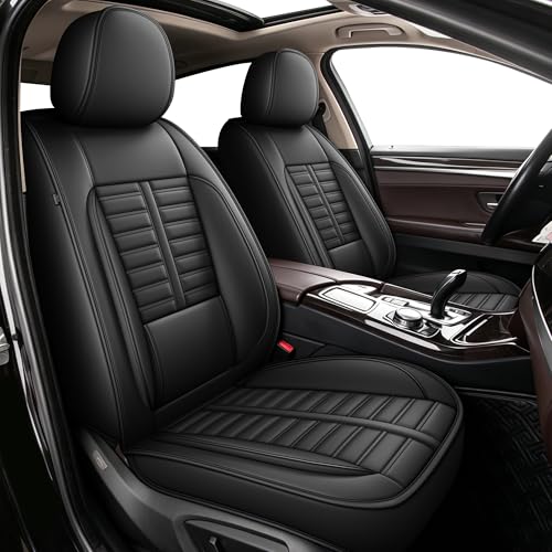 Fit for Honda Civic Seat Covers 2003-2025 2026: 2 Front Faux Leather Waterproof Car Seat Covers Premium Automotive Cushion Protector with Lumbar Support Airbag Compatible (2 Seats, Black) - color: #037 Black, size: 20.civic-2 front seat covers only
