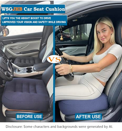 WSGJHB Large Seat Cushion, Extra Thick Booster Seat Cushions for Office Chairs Long Sitting Office Workers, Car Drivers, Relieves Back Pain, Breathable, Anti-Slip, 18x18x4.7 inchs, Blue - color: Blue