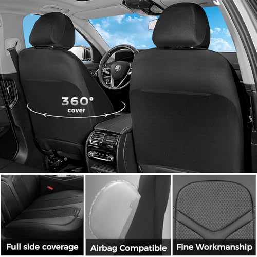 Car Seat Covers Front Seat, Universal Seat Cover 2 Seats, Automotive Seat Covers with Mesh Leather, Waterproof Car Seat Protector, Breathable Car Seat Cushion for Most Car SUV Truck, Black - color: Black, size: Frontpair