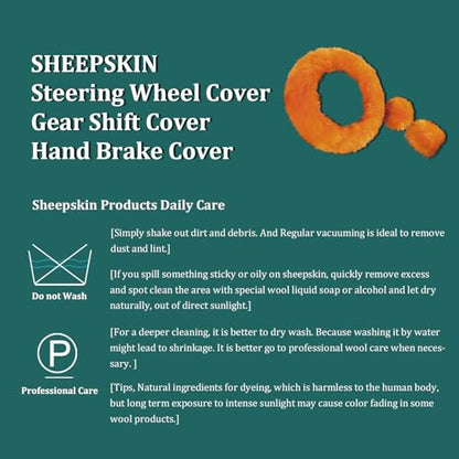 Fuzzy Genuine Sheepskin Steering Wheel Cover Set for Women Parents-Fluffy Soft Australian Merino Wool Wrap with Gear Shift and Hand Brake Covers, Cozy Stylish Luxury Car Accessories (Hot Pink) - color: Hot Pink