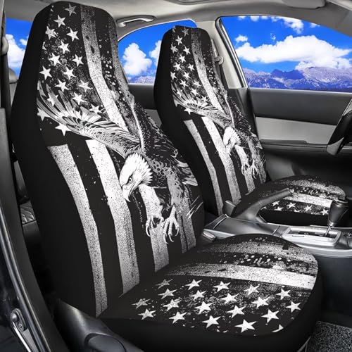 INSTANTARTS 250th US Flag Front Car Seat Covers Two Front Seats Only 2PCS Soft Automotive Vehicle Seat Cover Fit for Most Cars, SUV,Truck - color: 250th Eagle US Flag