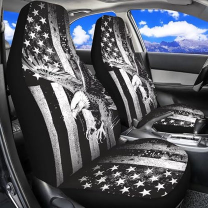 INSTANTARTS 250th US Flag Front Car Seat Covers Two Front Seats Only 2PCS Soft Automotive Vehicle Seat Cover Fit for Most Cars, SUV,Truck - color: 250th Eagle US Flag