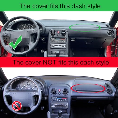 Dash Cover Mat Custom Fit for Mazda Miata,Dashboard Cover Pad Carpet Protector (Black) K230 - color: BLACK.