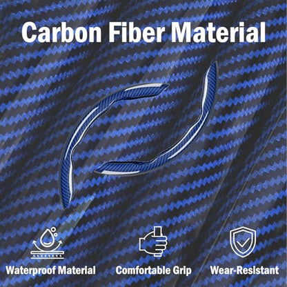 3-Piece Carbon Fiber Steering Wheel Cover, Anti-Slip & Segmented Thin Design for Comfort Grip, Universal Fit 99% Cars SUV Truck,Blue - color: Blue