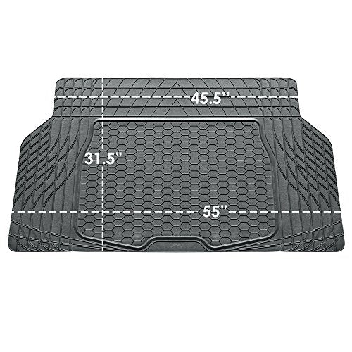 FH Group Automotive Floor Mats - Heavy-Duty Rubber, All Weather Protection Universal Fit Full Set Floor Mats and Cargo Mat, Climaproof, Semi Custom Trimmable for Most Cars, Sedan, SUV, Truck, Gray