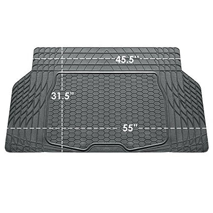 FH Group Automotive Floor Mats - Heavy-Duty Rubber, All Weather Protection Universal Fit Full Set Floor Mats and Cargo Mat, Climaproof, Semi Custom Trimmable for Most Cars, Sedan, SUV, Truck, Gray