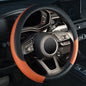 LABBYWAY Car Steering Wheel Cover, Leather, Universal 15 Inch Fit, Anti-Slip & Odor-Free,Brown - color: black&brown