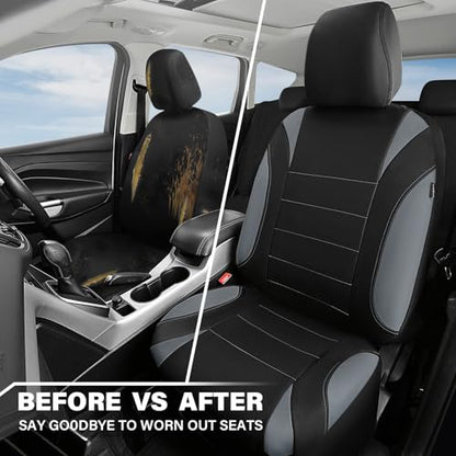 CAR PASS Waterproof Car Seat Covers Front Seats Only with 5mm Composite EVA, Neoprene Car Seat Cover with Separate Headrest Cover, Quick Setup Universal Fit for Car SUV Trucks,Airbag Compatible（Gray
