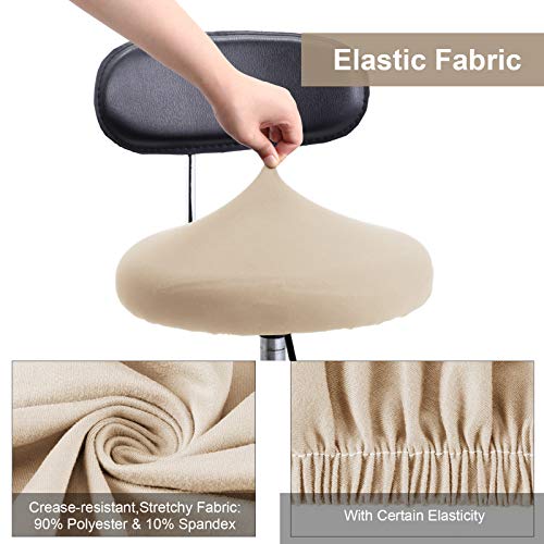 Tatuo Round Bar Stool Seat Covers Washable Stool Cushion Slipcover Elastic Bar Chair Covers for 14-17 Inch Chair (Beige, 4 Pieces) - color: Beige
