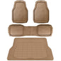 CAR PASS Heavy Duty Rubber Beige Car Floor Mats & Cargo Liners, Deep Dish All-Weather Trunk Mats Durable Anti-Slip 3D Rhombus Waterproof Trim to Fit Liner Universal Fit Auto,Sedan,SUV,Truck, Beige - color: beige with cargo liner