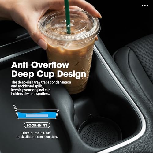 Lazebox 4-Pack Silicone Car Cup Holder Coasters, Universal Non-Slip Cup Holder Inserts, Anti-Rattle & Waterproof Car Interior Accessories, Fits Most Cars, SUVs & Trucks
