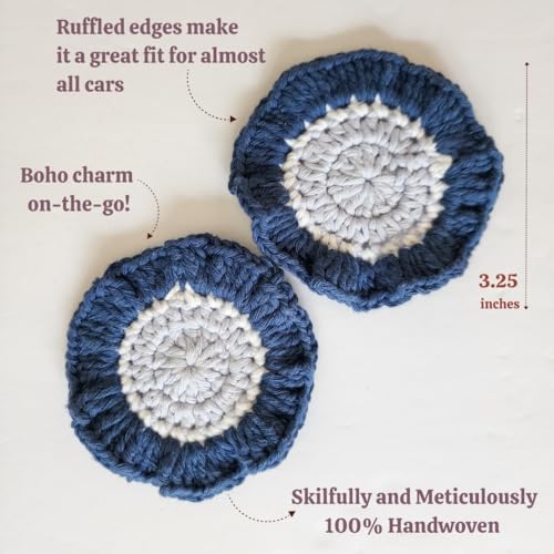 Cotton Crotchet Ruffled Flower Coaster Set (Coastal Breeze) - color: Coastal Breeze