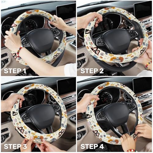 GENANY Mom Daughter Diaries Steering Wheel Cover, Non Slip Polyester Car Wheel Protector for Car SUV Truck, Universal 15 Inch - color: Mom & Daughter Diaries