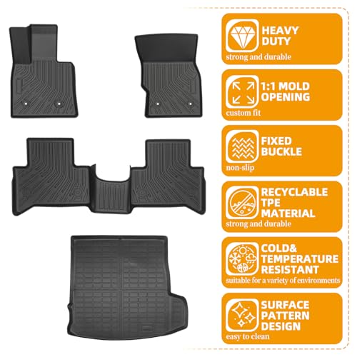 Floor Mats for Alfa Romeo Stelvio & Stelvio Quadrifoglio 2018-2025, Floor Mats for Stelvio Base Ti Veloce, 2 Row Floor Mats & Cargo Mat(with Subwoofer), TPE Anti-Slip Stelvio Mats Accessories - style: 6)2018-2025|Stelvio|Stelvio Quadrifoglio|Floor&Cargo M