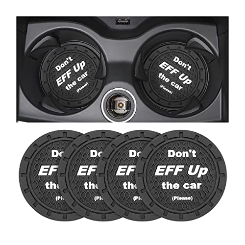 Car Cup Coaster, 4Pcs 2.75 Inch Auto Cup Holder Insert Coasters, Non-Slip Waterproof Embedded Drink Mat, Automotive Interior Accessories for Men and Women (A Black/4PCS) - color: A Black/4PCS