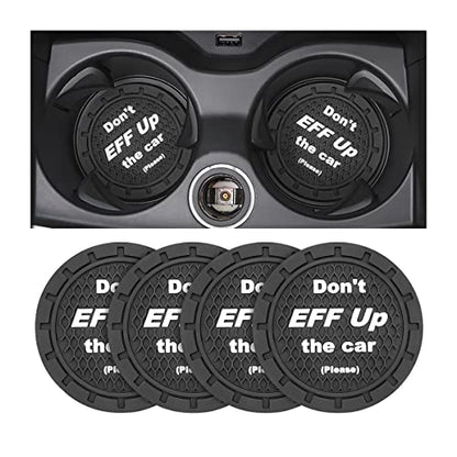 Car Cup Coaster, 4Pcs 2.75 Inch Auto Cup Holder Insert Coasters, Non-Slip Waterproof Embedded Drink Mat, Automotive Interior Accessories for Men and Women (A Black/4PCS) - color: A Black/4PCS